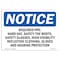Signmission OSHA Notice Sign, Required PPE Hard Hat Safety Toe Boots, 5in X 3.5in Decal, 5" W, 3.5" H, Landscape OS-NS-D-35-L-18042 - alternate 1